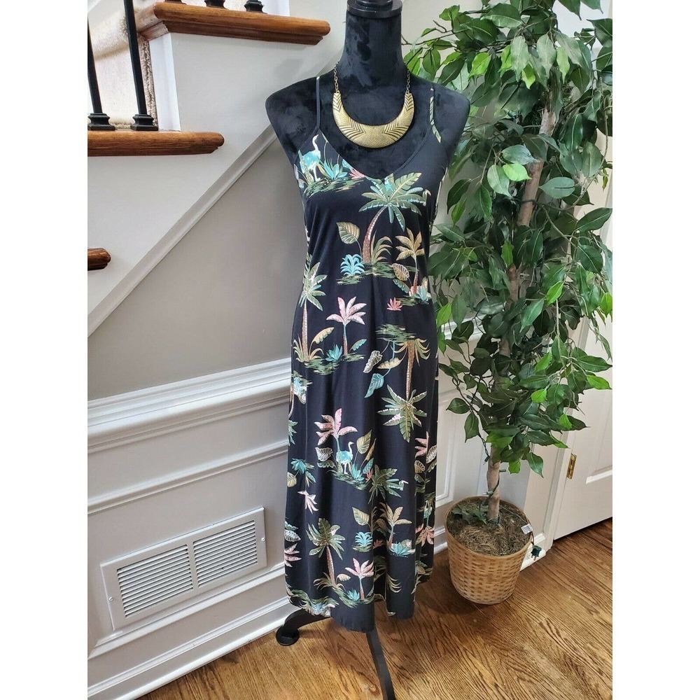 Old Navy Women's Blue Floral 100%Rayon V-Neck Strappy Long Maxi Dress Size Small